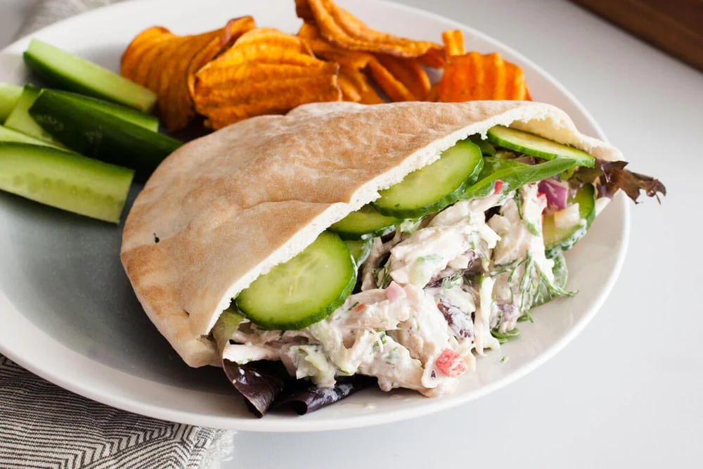 Greek Chicken Salad Pitas