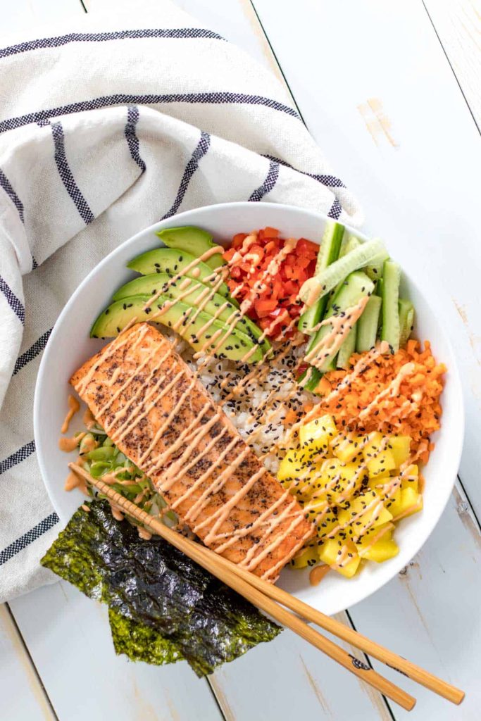 Salmon Sushi Bowls with Spicy Mayo
