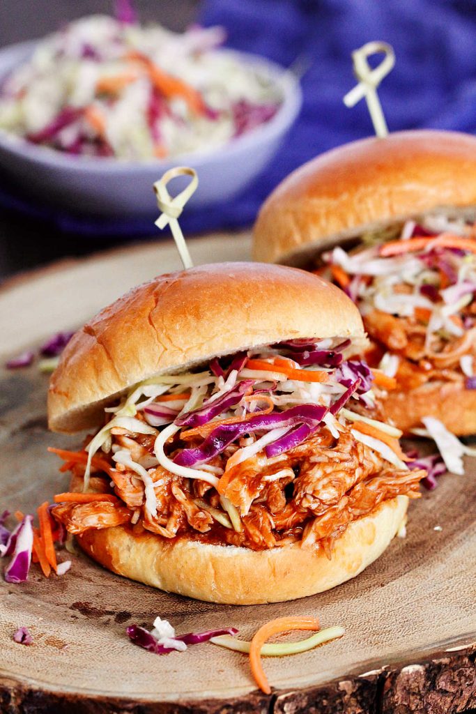 Slow Cooker BBQ Pulled Chicken Sandwiches