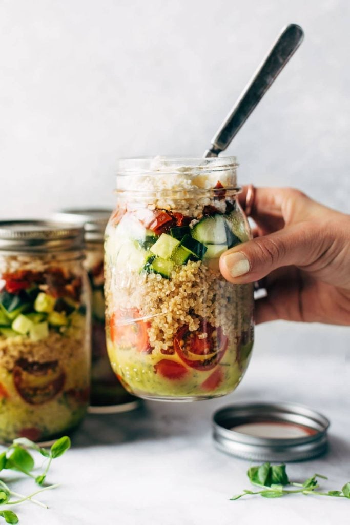 Summer Quinoa Salad Jars with Lemon Dill Dressing