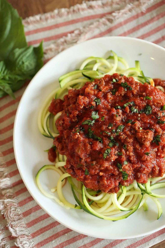 Zucchini Noodles with Simple Bolognese Sauce