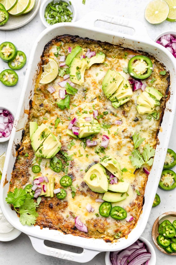 Green Chicken Enchilada Casserole