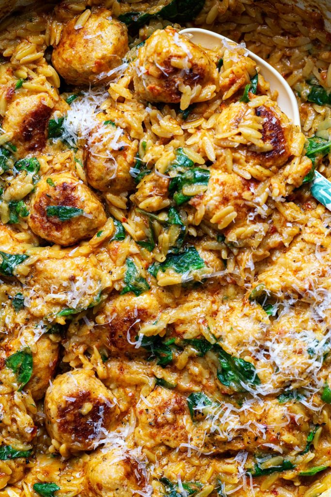 Marry Me Chicken Meatballs With Orzo