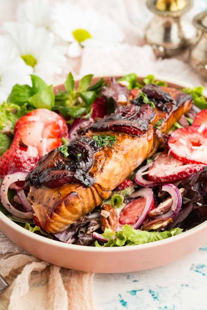 Strawberry Balsamic Glazed Salmon