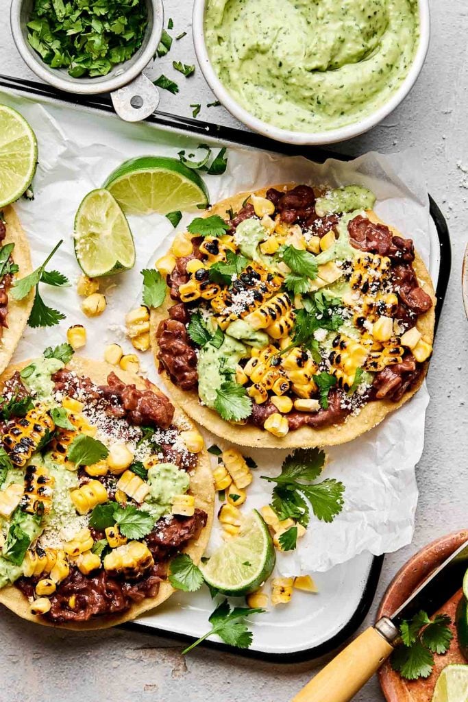 30-Minute Black Bean Tostadas with Avocado Crema