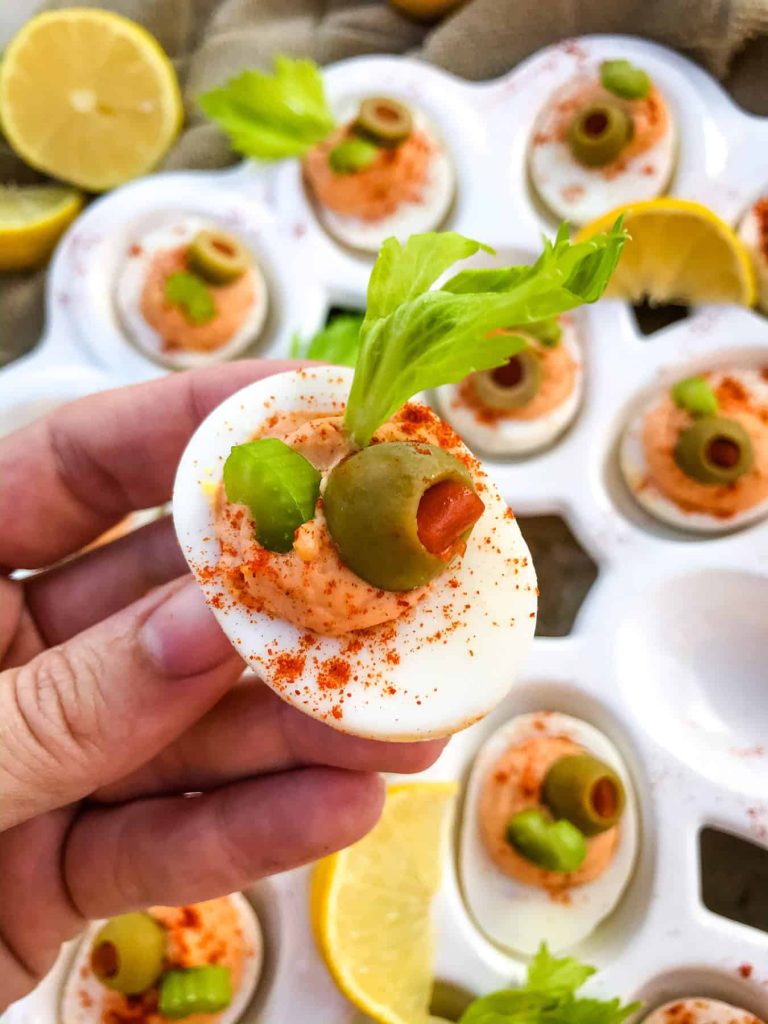 Bloody Mary Deviled Eggs