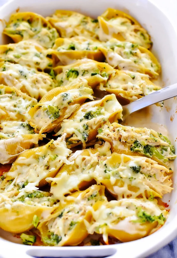 Chicken and Broccoli Alfredo Stuffed Shells