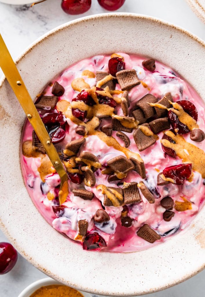 Chocolate Cherry Cheesecake Yogurt Bowl