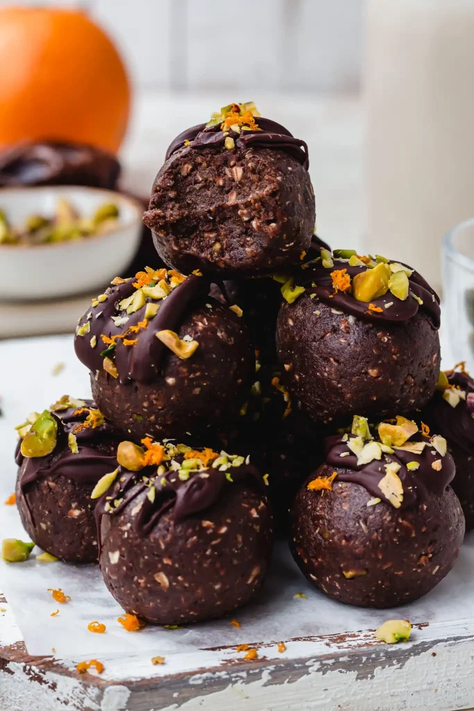 Dark Chocolate Orange Pistachio Protein Balls