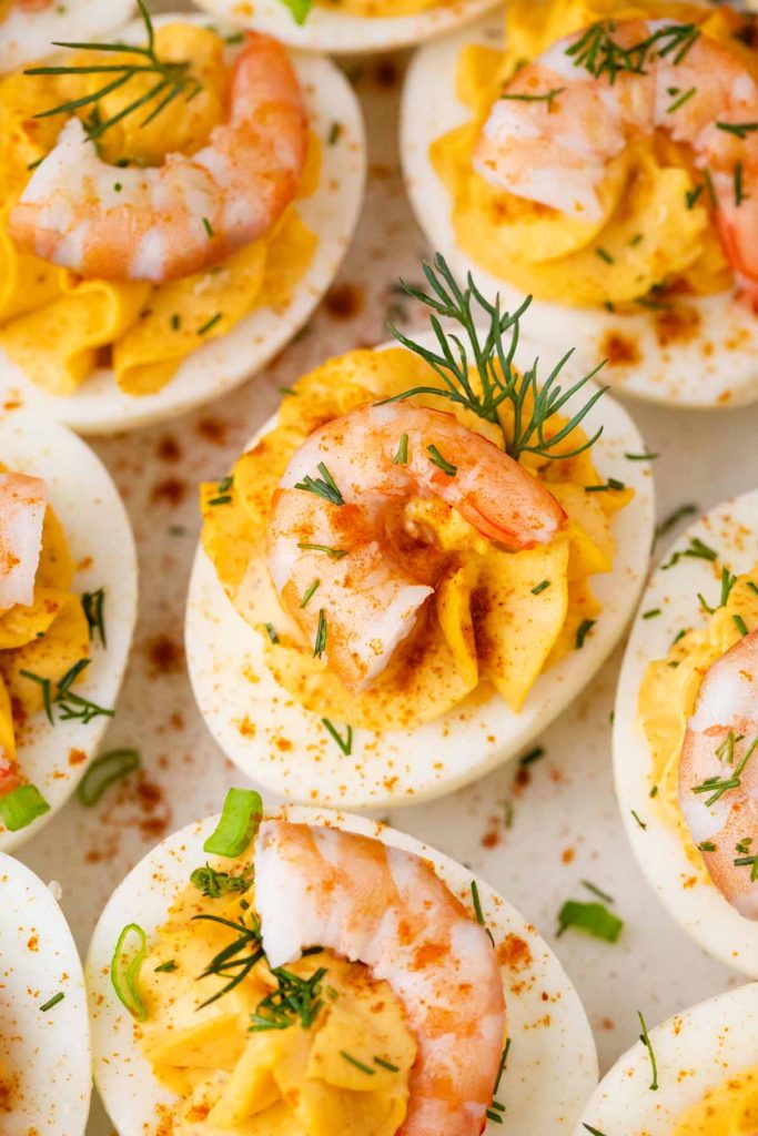 Deviled Eggs with Old Bay Shrimp