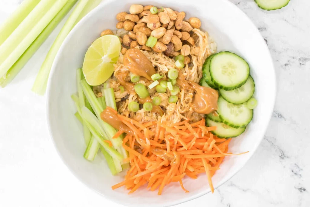 Fresh Chicken Peanut Sauce Rice Bowl