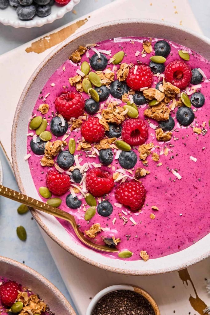 High Protein Mixed Berry Smoothie Bowl