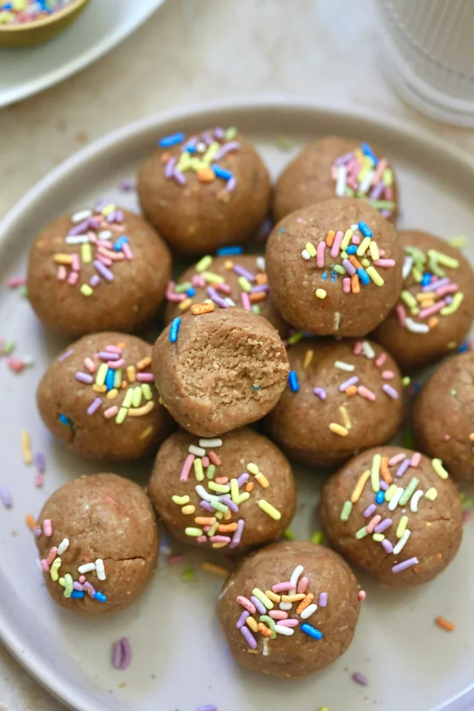 No Bake Birthday Cake Protein Balls