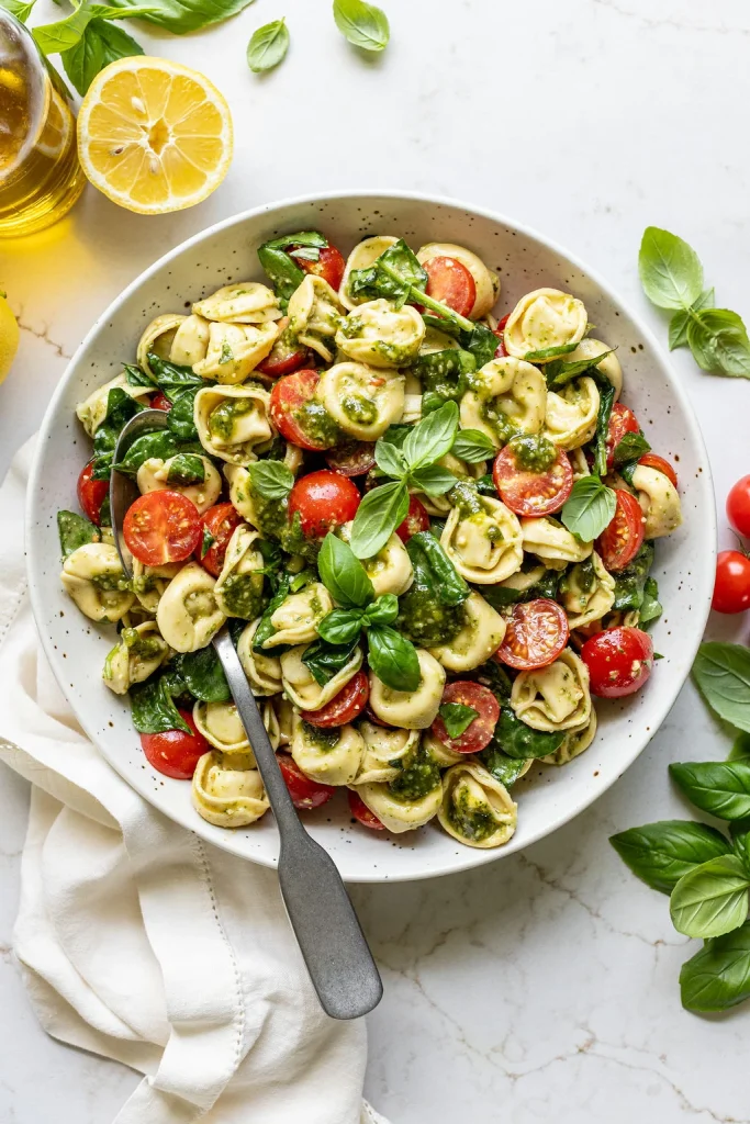 Tortellini Salad with Pesto & Spinach