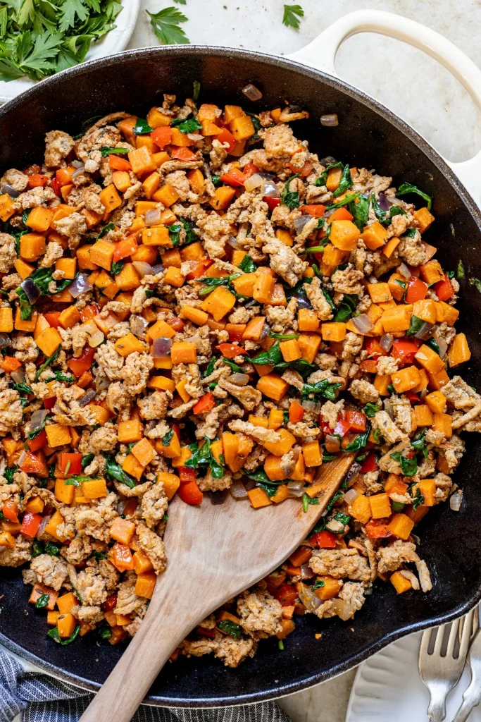 Turkey Sausage + Sweet Potato Breakfast Hash
