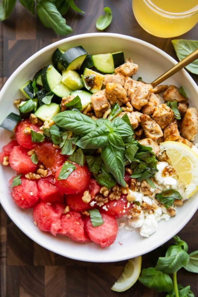 Watermelon Feta Chicken Salad