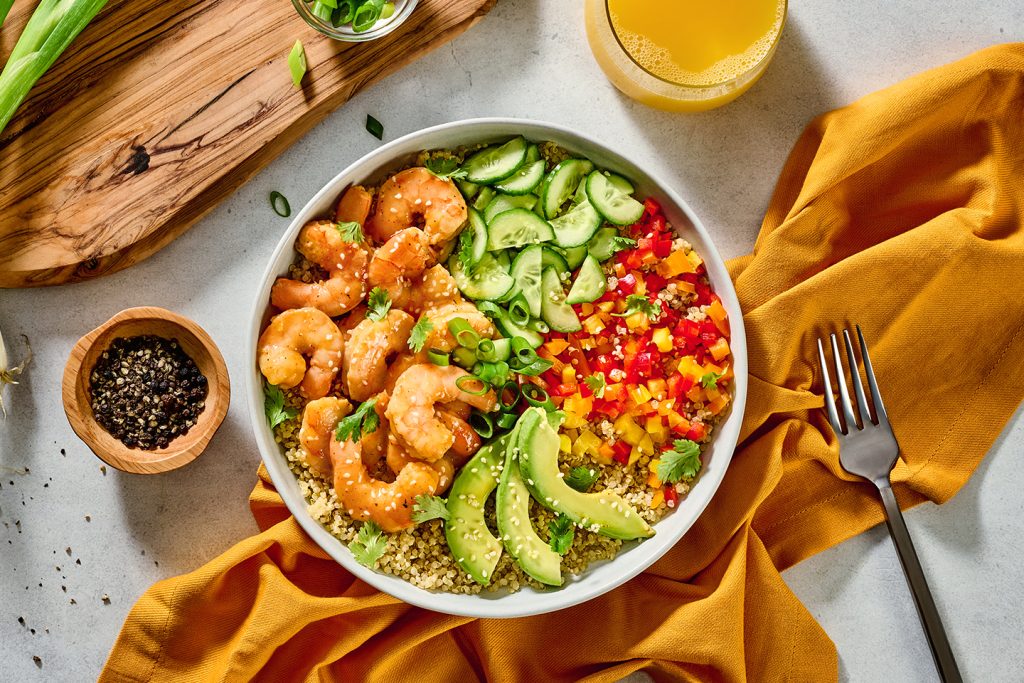 Florida Orange Juice Shrimp Quinoa Bowl