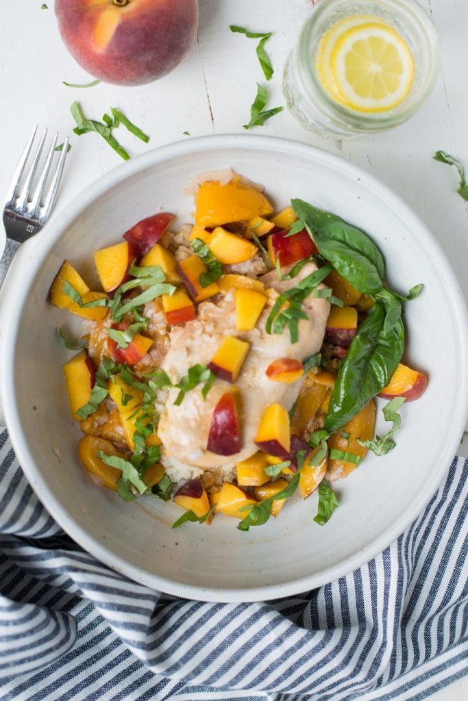 Slow Cooker Peach Chicken with Basil