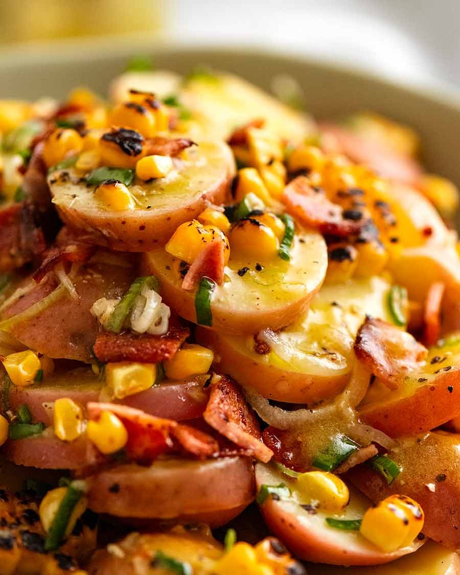 Red Potato Salad with Bacon and Corn
