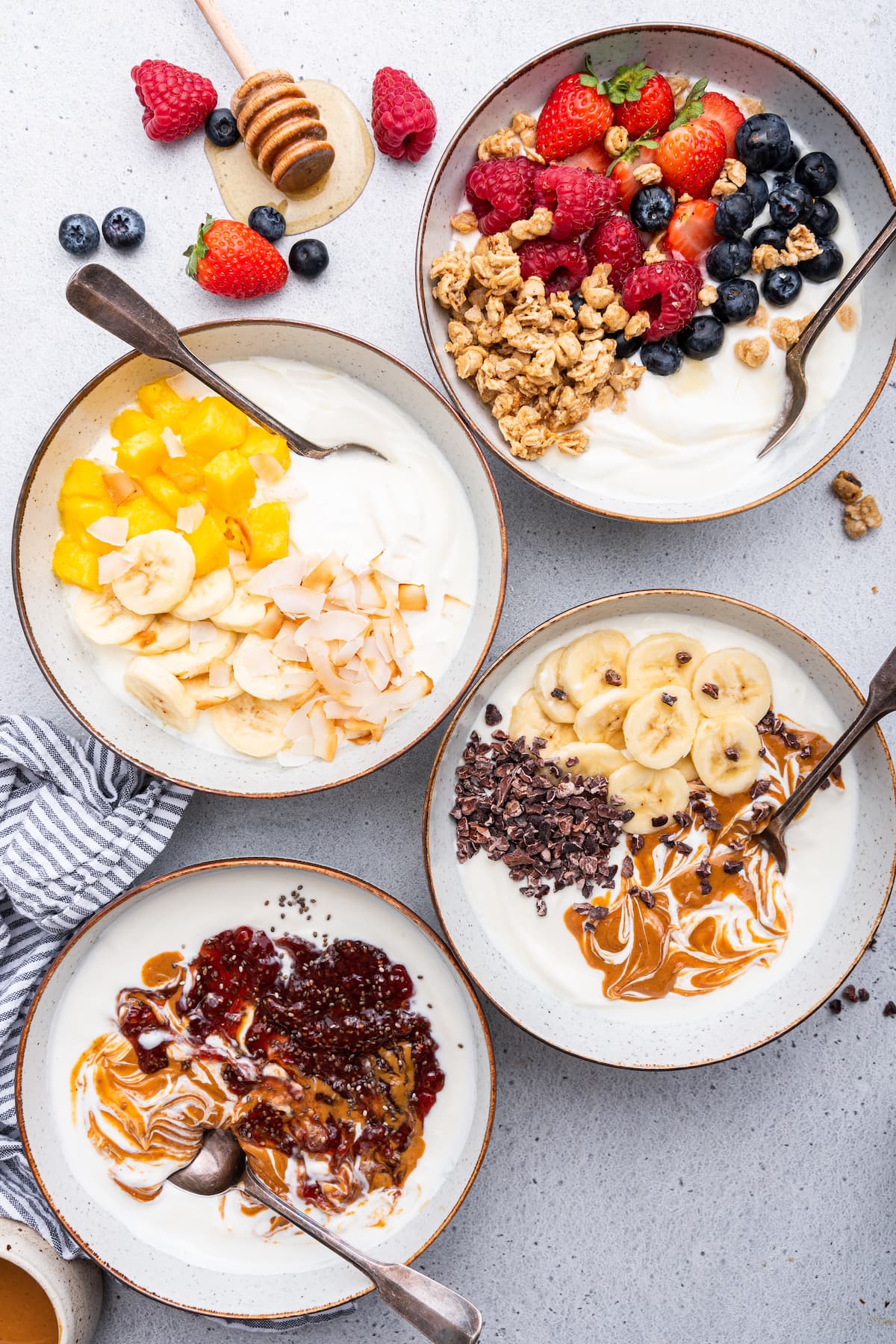 Greek Yogurt Bowls (4 Ways)