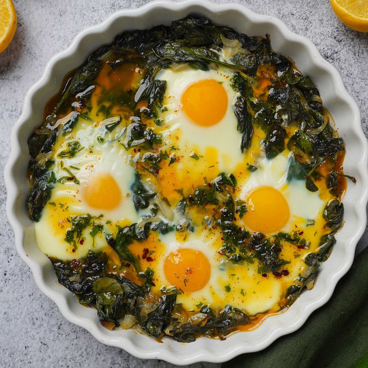 Baked Eggs with Spinach