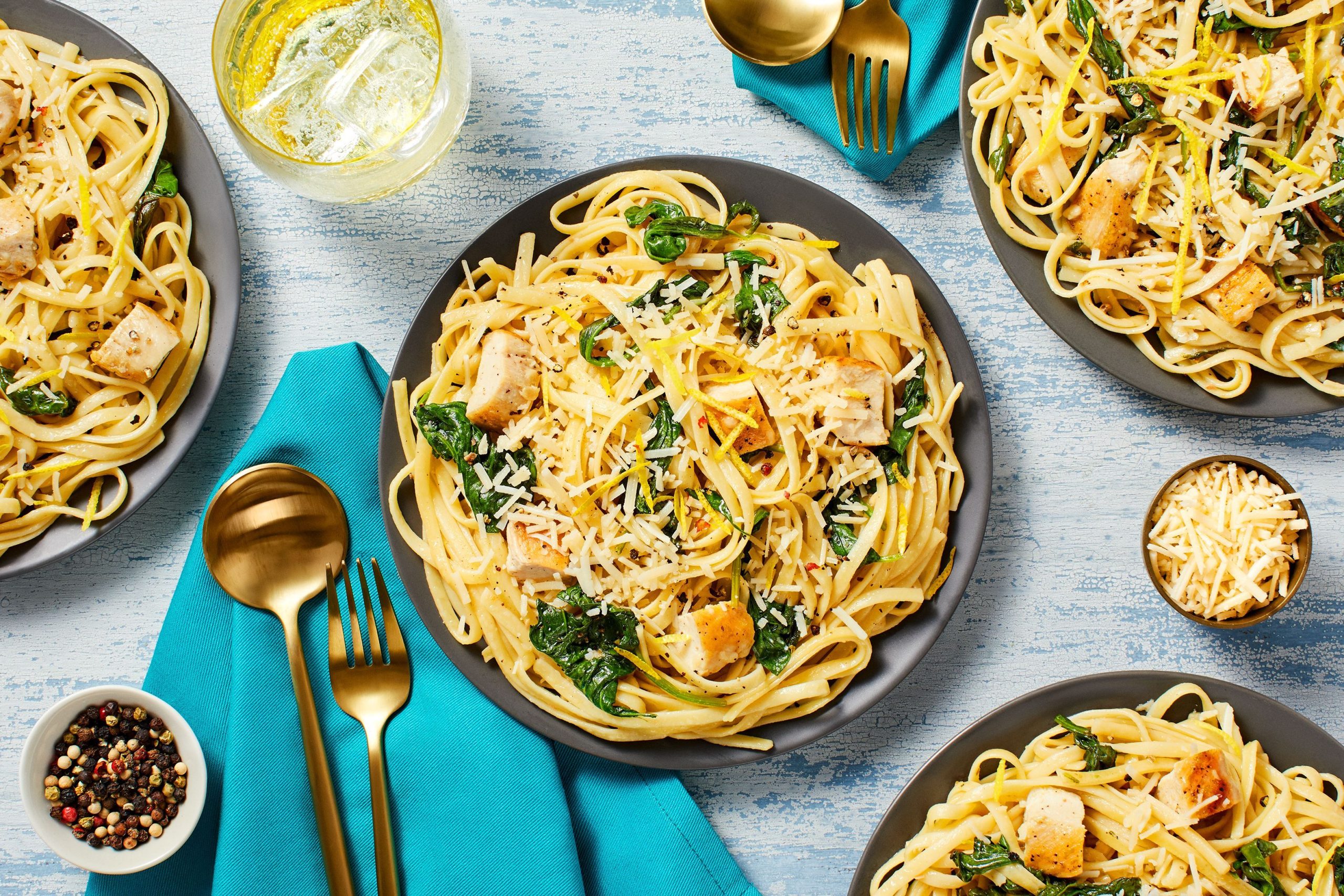 Lemon Pepper Chicken Linguine with Spinach and Parmesan