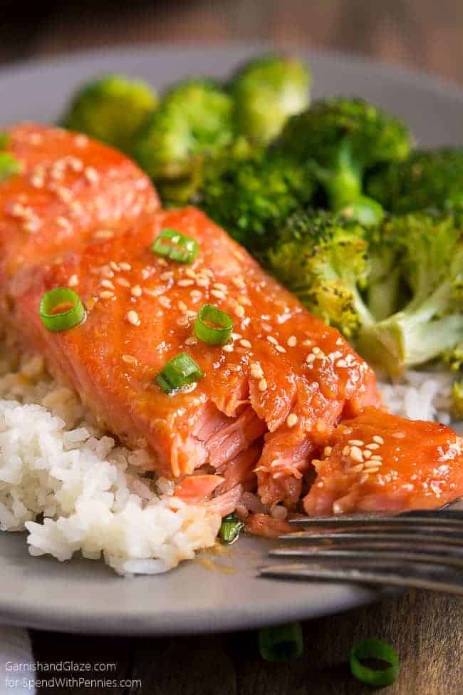 One Pan Sesame Ginger Salmon & Broccoli