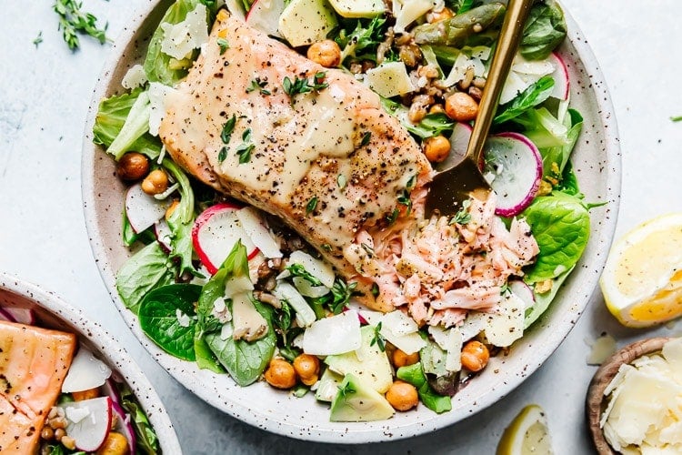 Salmon Caesar Salad Grain Bowl