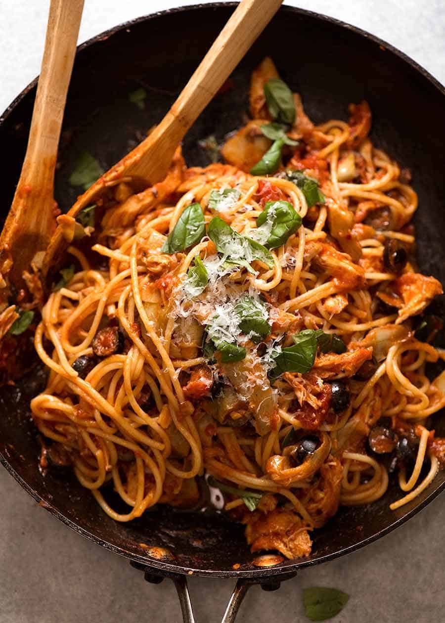 Sicilian Chicken Spaghetti