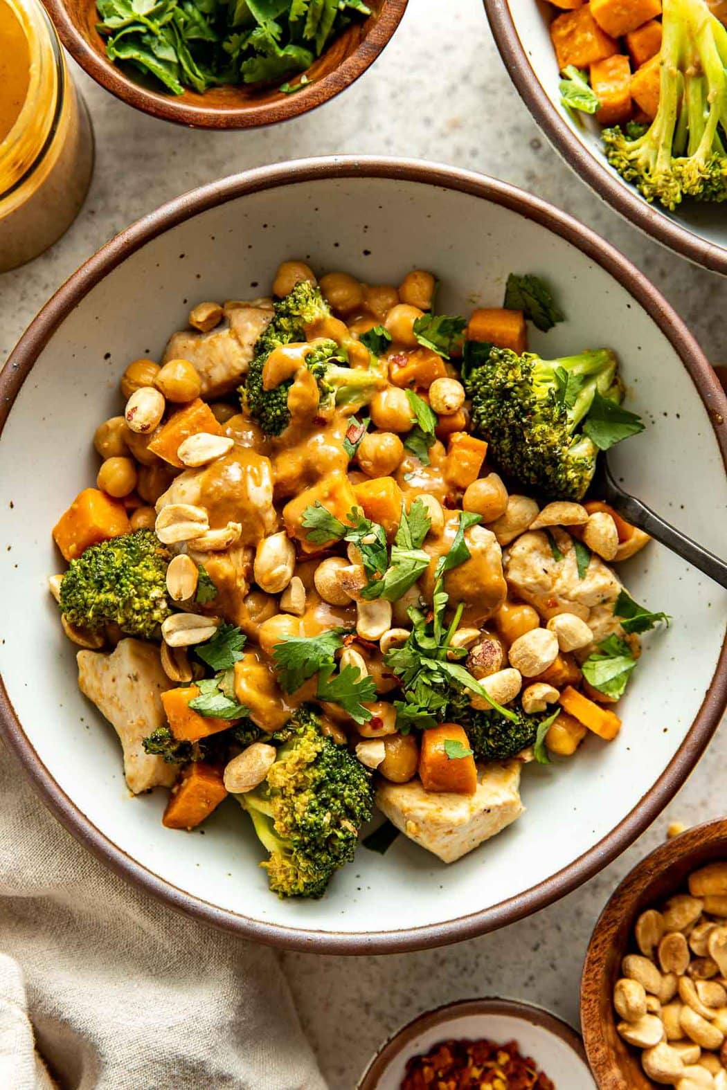 Thai-Inspired Chicken Sweet Potato Peanut Bowl Recipe