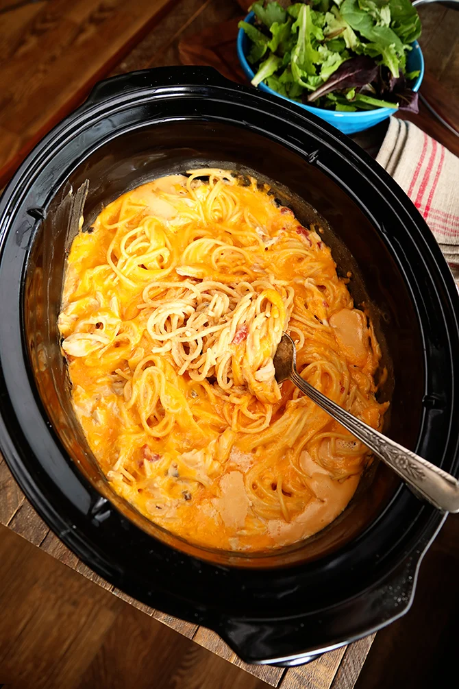 Ultimate Crock Pot Chicken Spaghetti