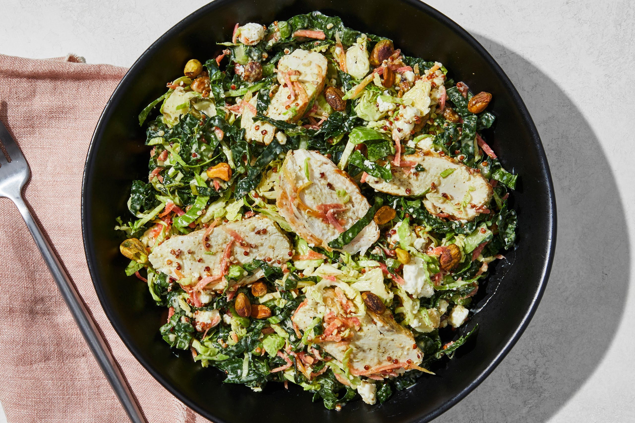 Green Goddess Chicken Salad with Kale Brussels Slaw, Feta, Beets & Quinoa