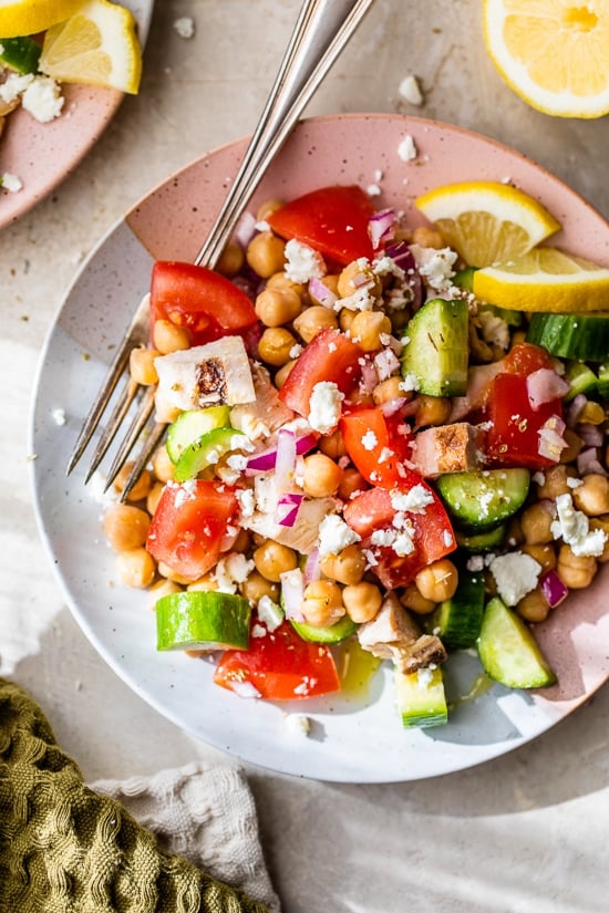 Grilled Chicken Feta Chickpea Salad