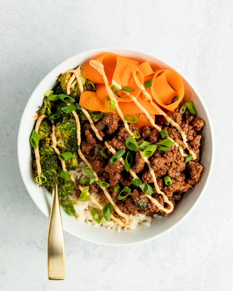 Korean Inspired Ground Beef Bowls