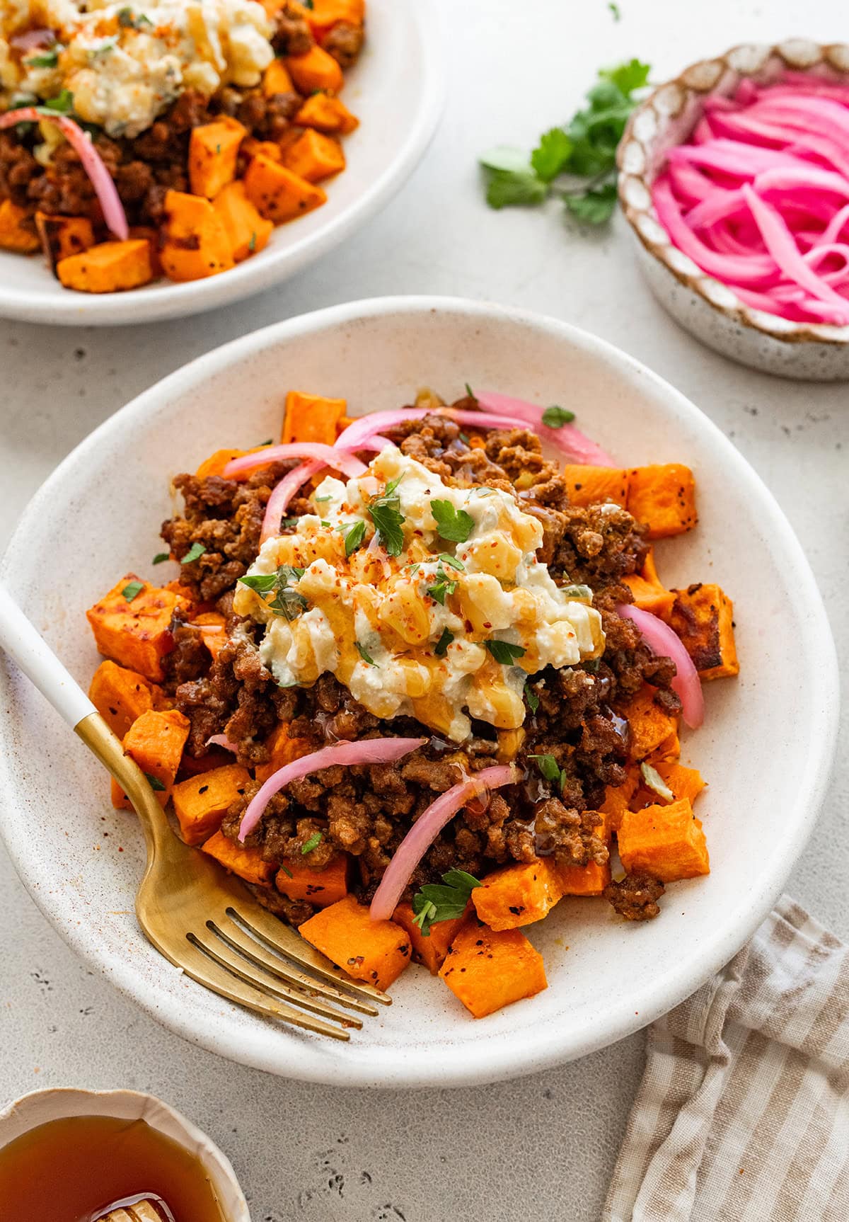 Street Corn Sweet Potato Beef Bowl