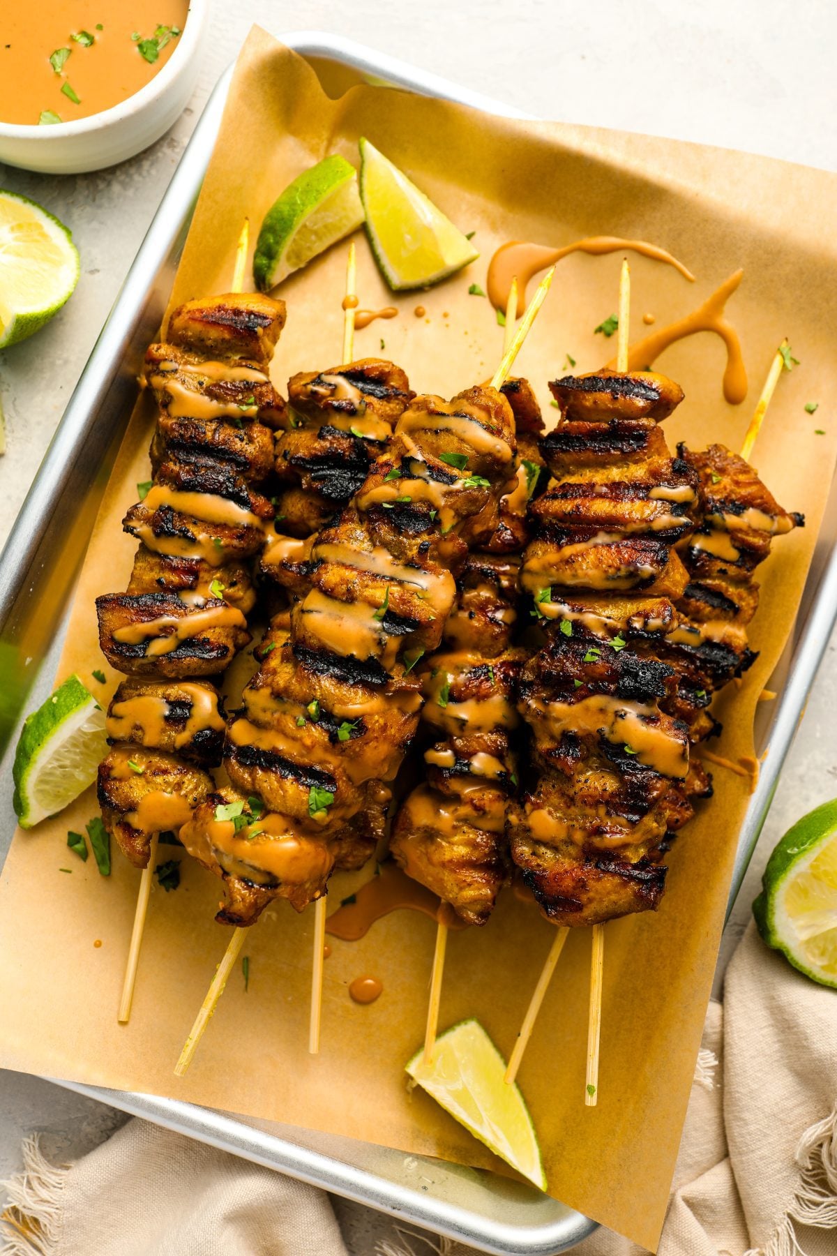 Thai Marinated Grilled Chicken Skewers with Peanut Sauce