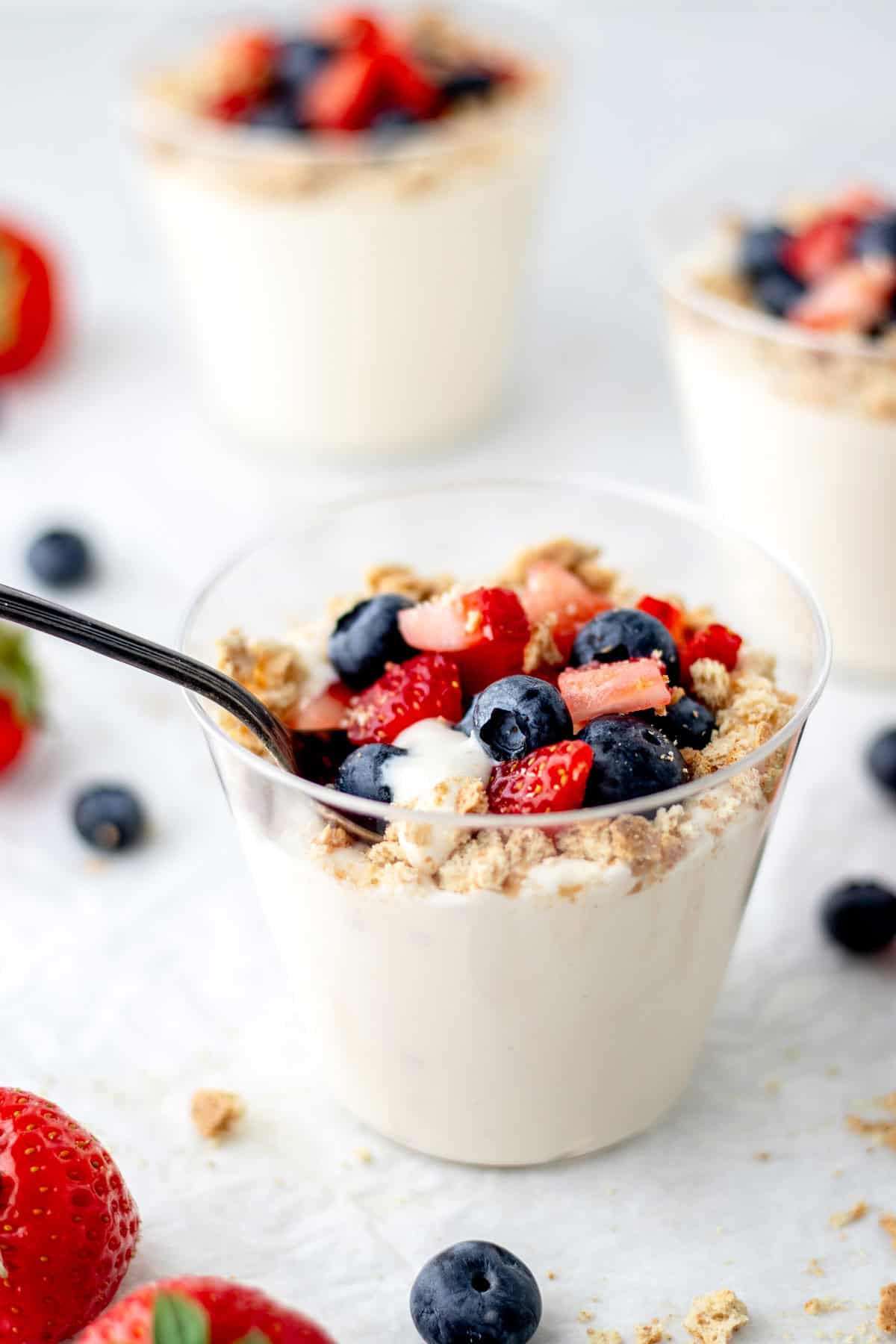 3-Ingredient No Bake Protein Cheesecake Cups