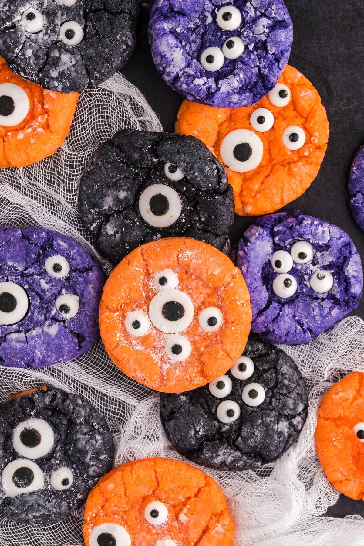 Halloween Monster Eye Crinkle Cookies