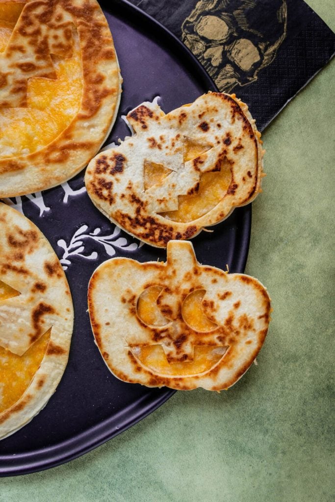 Jack-o-Lantern Halloween Quesadillas