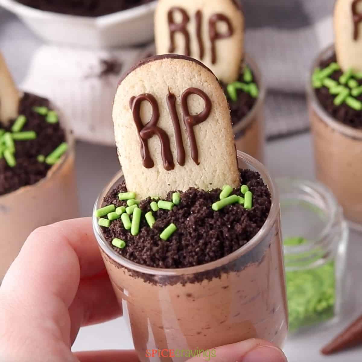 Chocolate Mousse Graveyards for Halloween