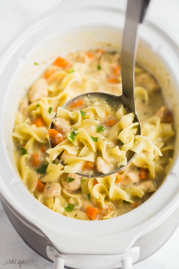 Easy Slow Cooker Creamy Chicken Noodle Soup