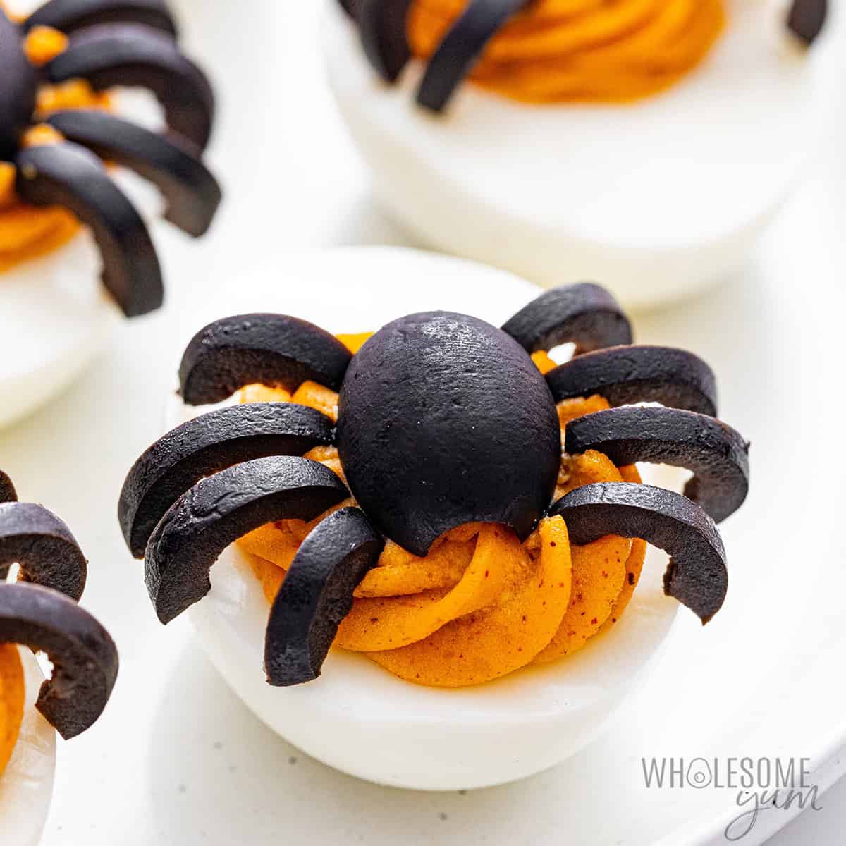 Halloween Deviled Eggs (Spooky Spiders)