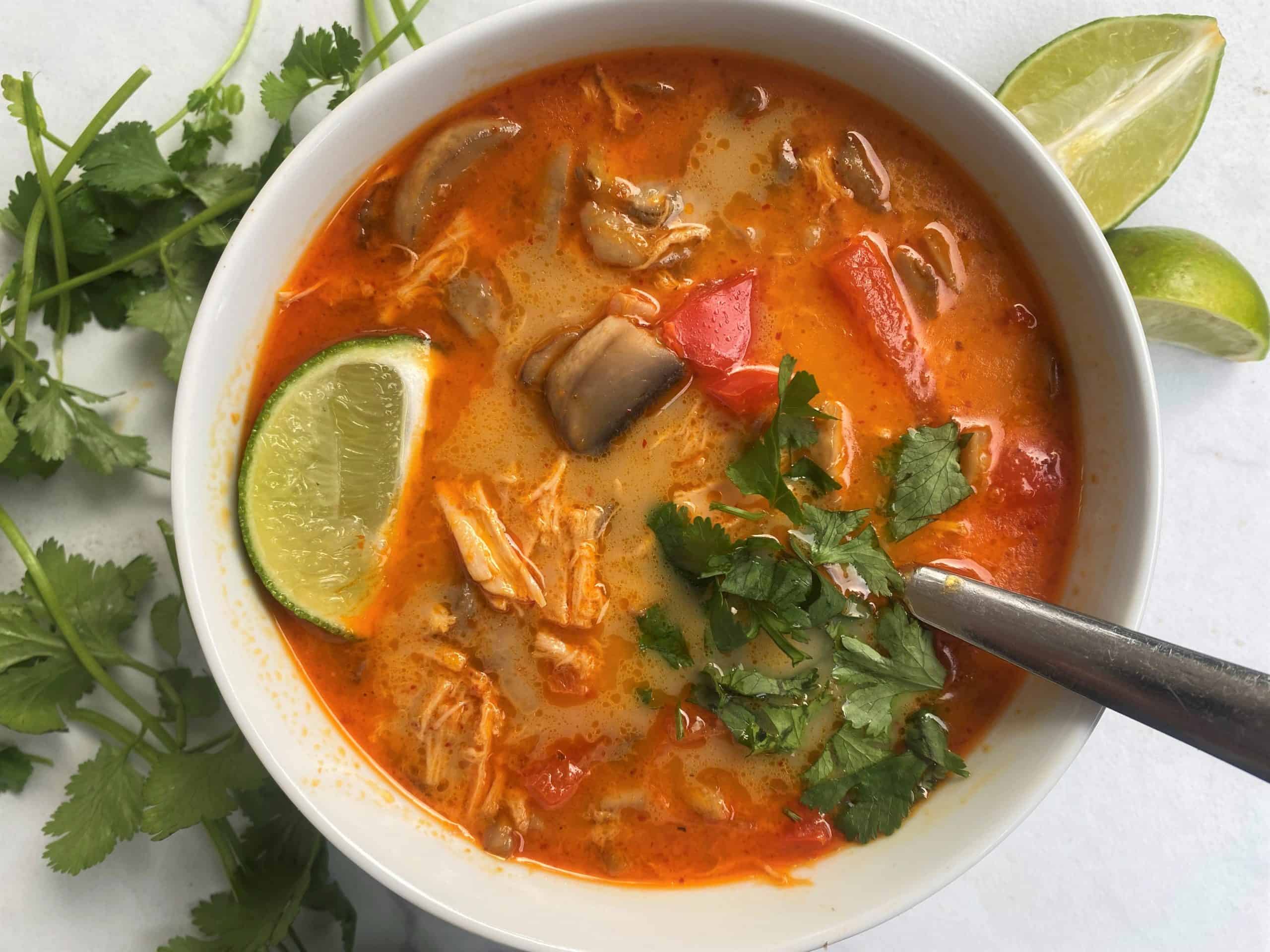 Keto Thai Coconut Curry Soup with Chicken (High Protein!)
