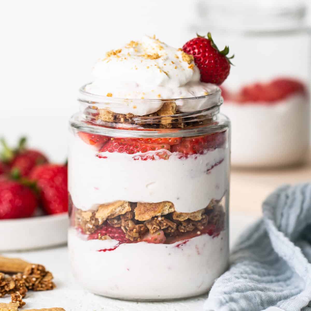 Strawberry Cheesecake Jar with Cottage Cheese