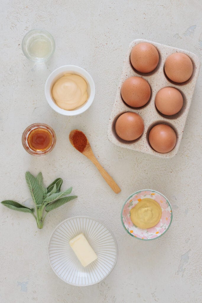 Deviled Eggs with Maple and Crispy Sage